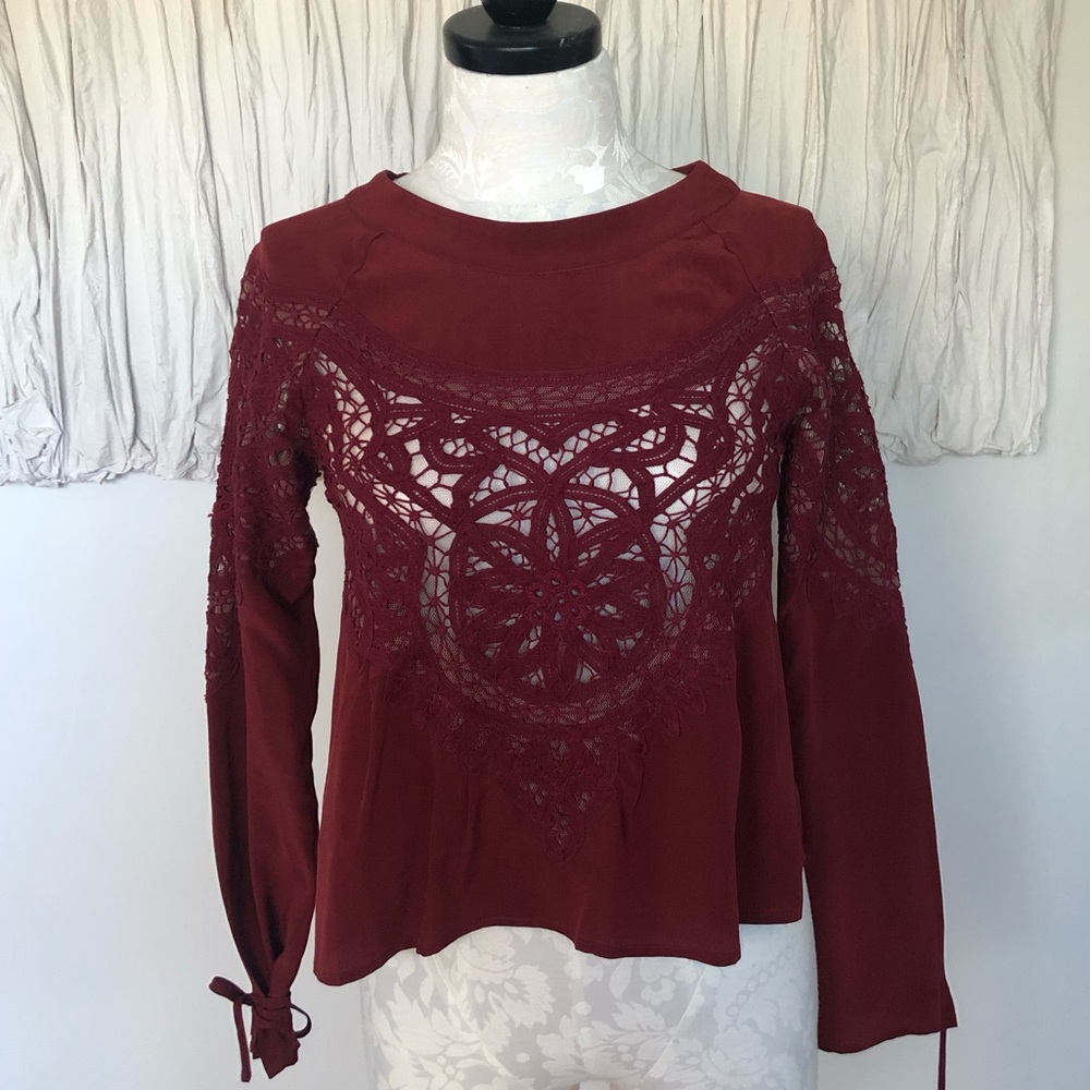 For Love & Lemons merlot silk top 🥀